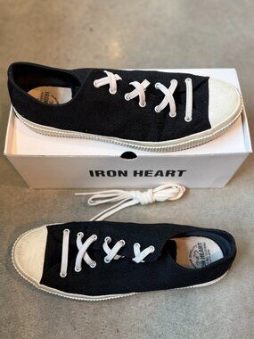 Iron Heart 21oz Extra Heavy Denim Sneakers - Low Top, Black -  12 (US) fits 13